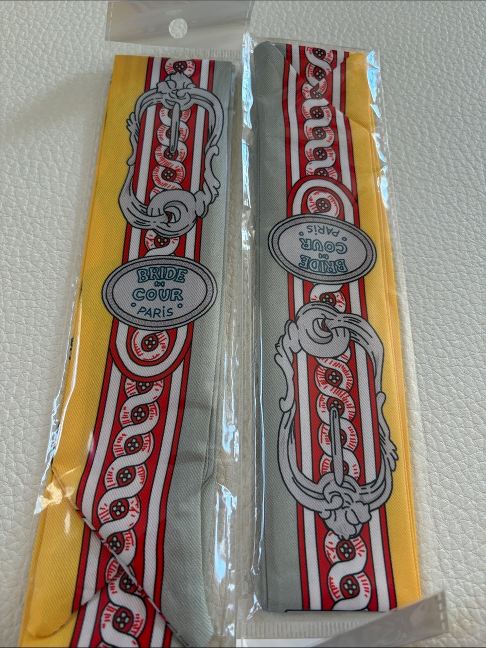 Twilly Skinny Scarf - Yellow & Gray set